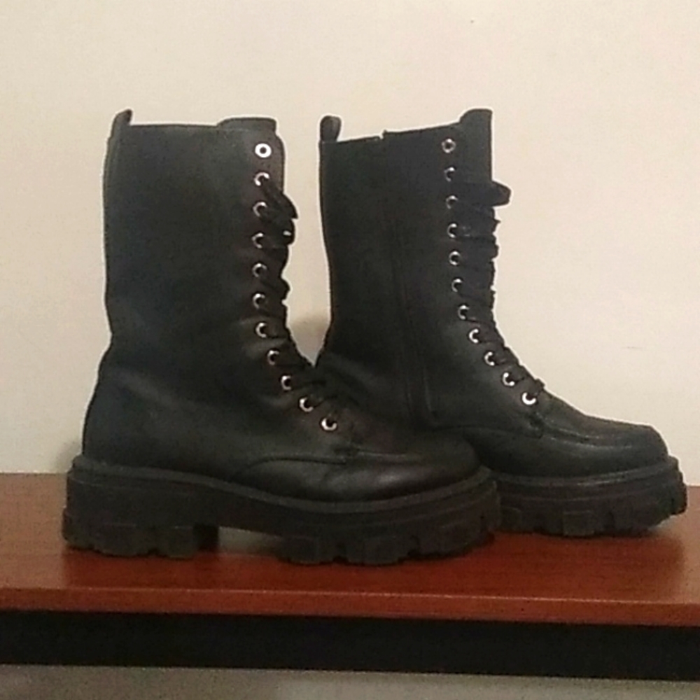 Combat Boots Chunky Heel